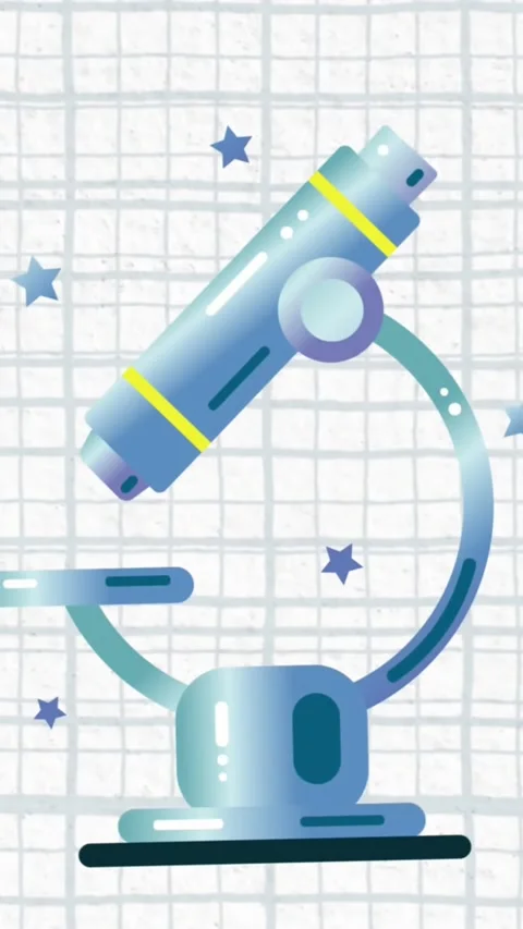 Animation of microscope icon against copy space on white lined paper background Stock Footage 344244013