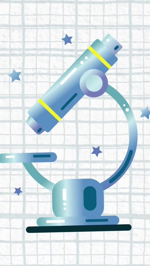 Animation of microscope icon moving against white lined paper background Stock Footage 320160862