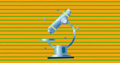 Animation of microscope icon over green horizontal lines in seamless pattern on Stock Footage 326097720