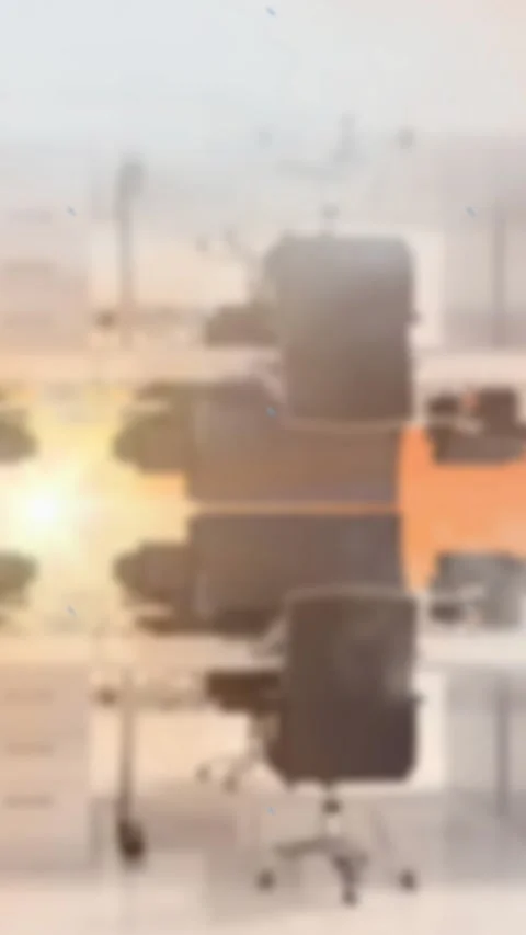 Animation of microscope icons over empty office Stock Footage 322084600