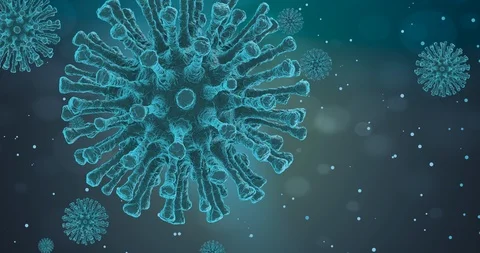 Animation of the microscope view of numerous viruses infecting an organism. Stock Footage 127380521