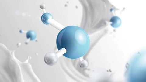 Animation Milk Molecule Formula with Liquid Cream Splash. Concept Milk Formula Vidéo 335873661