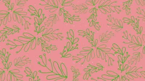 Animation of mistletoe pattern over pink background Stock Footage 162050073
