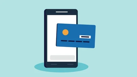 Animation of mobile banking application with credit card for digital paymen.. Stock Footage 338398922