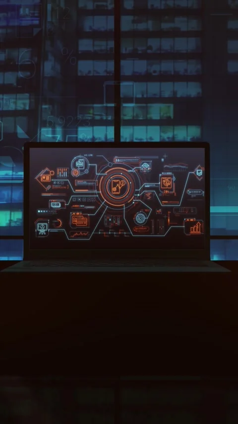 Animation of mobile presentation of financial analytics. Stock Footage 331746510