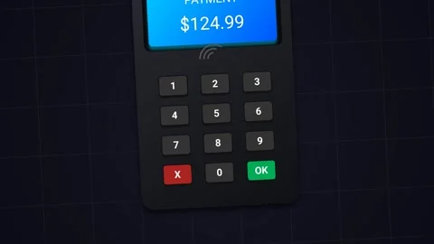 Animation Of Mobile Tap Payment On POS Terminal With Receipt Printing Video stock 340796077