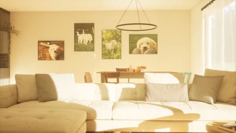 Animation of a modern and spacious kitchen. 3D render Stock Footage 251993711