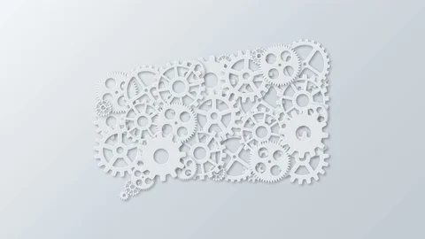 Animation modern concept bubble speech and gears rotation background. Motion 4K Stockbeeldmateriaal 70203011