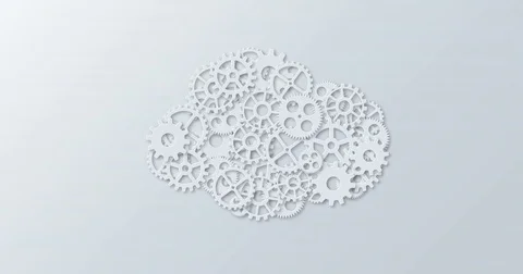 Animation modern concept computer cloud and mechanism gear. Stock Footage 83602831