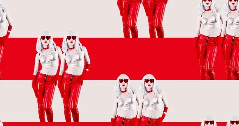 Animation modern design. Stylish blond model dynamic moving on minimal colours Stock Footage 121230380