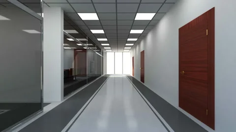 Animation of Modern Empty Office 3D Interior Stock Footage 43240402
