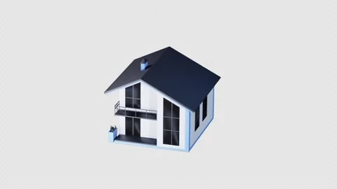 Animation of a modern house. 3d rendering, transparent background Stock Footage 240212175