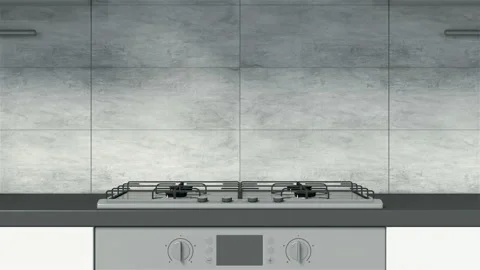 Animation of Modern Kitchen 3D Interior.  4K Video Clip Stock Footage 103317555