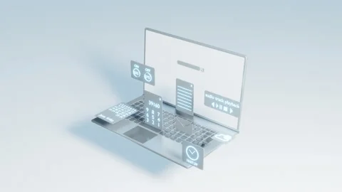 Animation of a modern mobile computer and software icons Stock Footage 170753401
