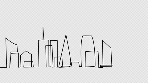 Animation of a modern residential complex in one line Stock Footage 163535613