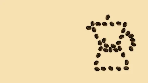 Animation of a Moka pot coffee maker created with coffee beans Video stock 97832210