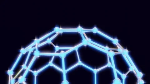 An animation of a molecular structure resembling fullerene. Stock Footage 319544564