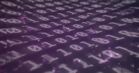 Animation of molecular structures over binary coding data processing against Video stock 244866748