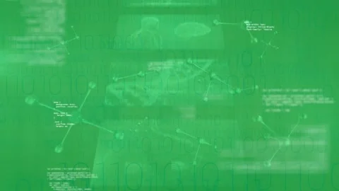Animation of molecular structures over screens with medical data processing Stock Footage 329511121