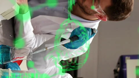 Animation of molecule structures, brains, computer language, caucasian Stock Footage 314615399