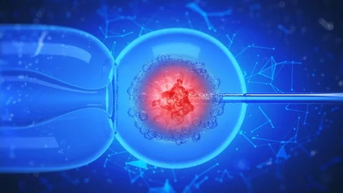 Animation of a molecule under a microscope in sci-fi style red Stock Footage 99826175