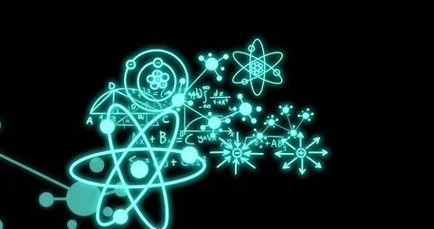 Animation of molecules and scientific data processing over black background Stock Footage 329017040