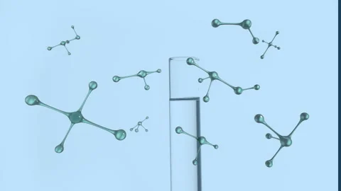 Animation of molecules moving over laboratory test tube Stock Footage 310766824