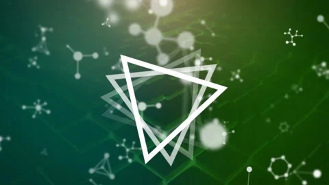 Animation of molecules moving over triangles and network of connections Stock Footage 327278578