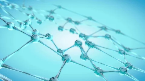Animation of molecules or network from glass and crystal in slow rotation Stock Footage 70551757