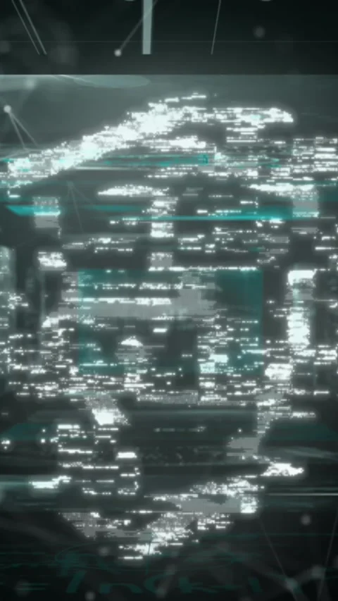 Animation of molecules over blinking security padlock and computer circuit board Stock Footage 342953485