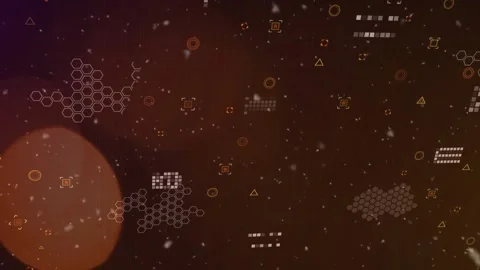 Animation of molecules spinning and network of connections on black background Stockbeeldmateriaal 327002867