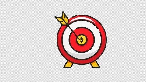 Animation of a money icon in the shape of a target with an arrow hitting th.. Stock Footage 313963642