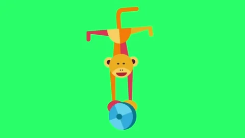Animation monkey show circus object on green screen. Stock Footage 277239405