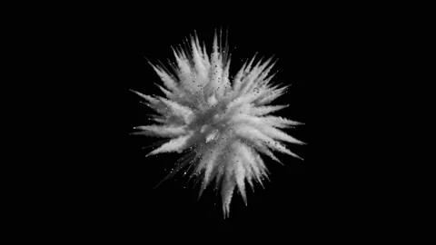 Animation of a monochrome explosion of a powder. Stock Footage 89771971