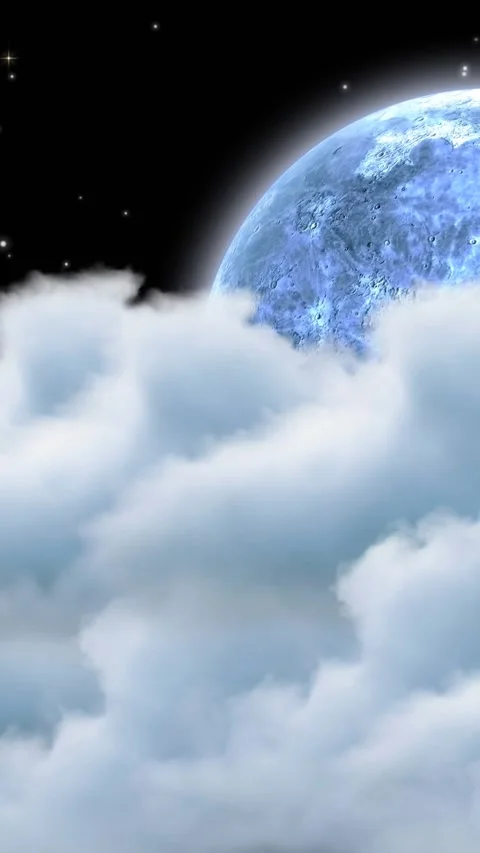 Animation of moon and clounds moving on black background Stock Footage 344284854