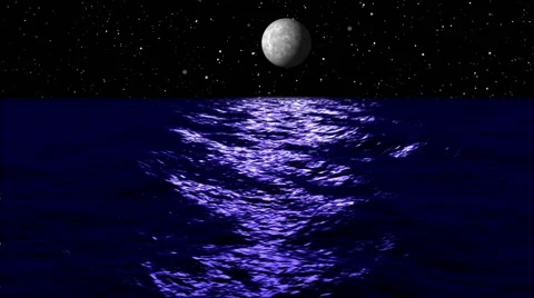 Animation, moon light over sea at night, HD Stock Footage 40426799