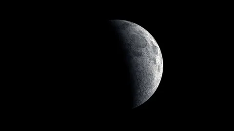 Animation of Moon Phase in Dark Space. Stock Footage 69722439