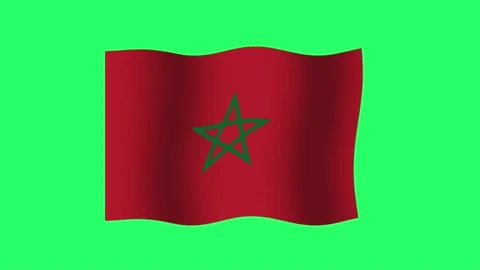 Animation Morocco flag on green background. Stock Footage 199170375
