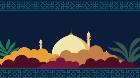 Animation of mosque on blue background Stock Footage 265818867