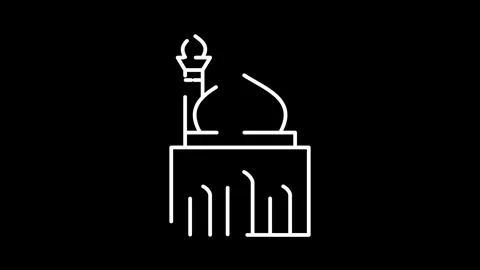 Animation of mosque icon for ramadan and prayer symbol. White outline mosqu.. Stockbeeldmateriaal 336203250