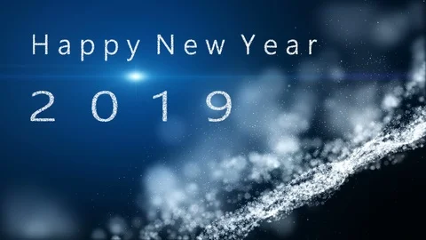Animation motion background, The particle merges into a Happy new year 2019. Stock Footage 99735242