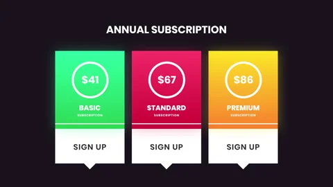 Animation &amp; motion graphic video of pricing subscription plan table , UI UX Stock Footage 134858414