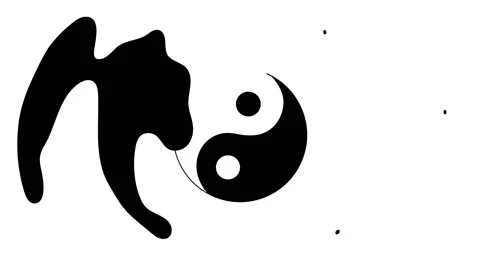 Animation in motion graphics of a Yin yang symbol. Motion Graphics 4k Stock Footage 139209055