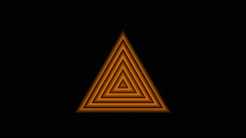 Animation motion of orange pyramid with displacement effect on a black Stock Footage 165875652