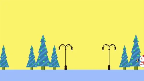 Animation motion snowman with gift. Merry Christmas Stock Footage 99015564