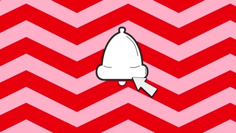 Animation of mouse cursor on subscriber bell icon over red chevron pattern on Stock Footage 234948345