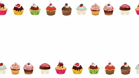 Animation. Move cupcakes on a white background. Stock Footage 45909342