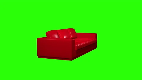 Animation of movement and rotation of a colored sofa on a green background Stock Footage 148112596
