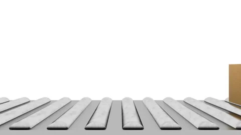 Animation of the movement of cardboard boxes on the conveyor. The delivery Stock Footage 130003191