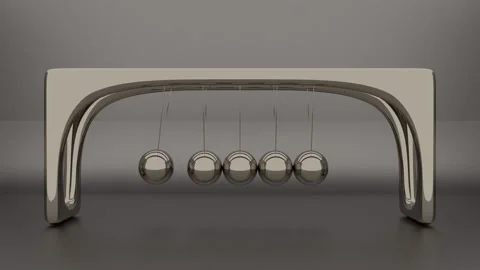 Animation of movement of the first and fourth metal balls in Newton's cradle Stock Footage 153084663